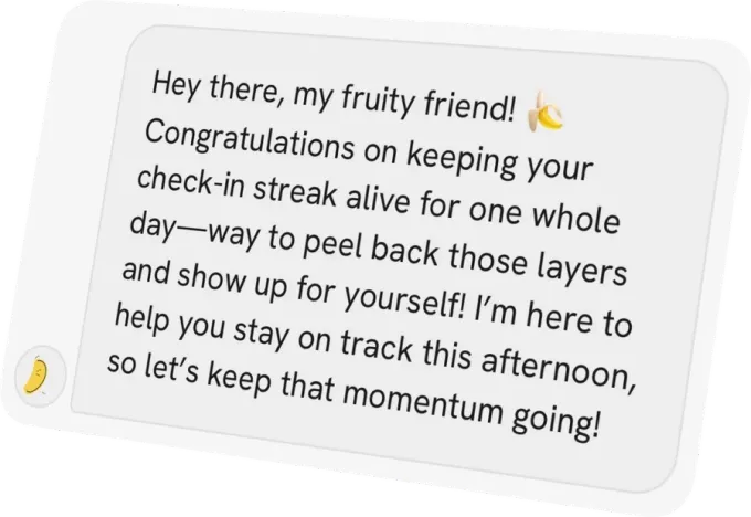 Message from Caven, your AI coach, congratulating you on your check-in streak