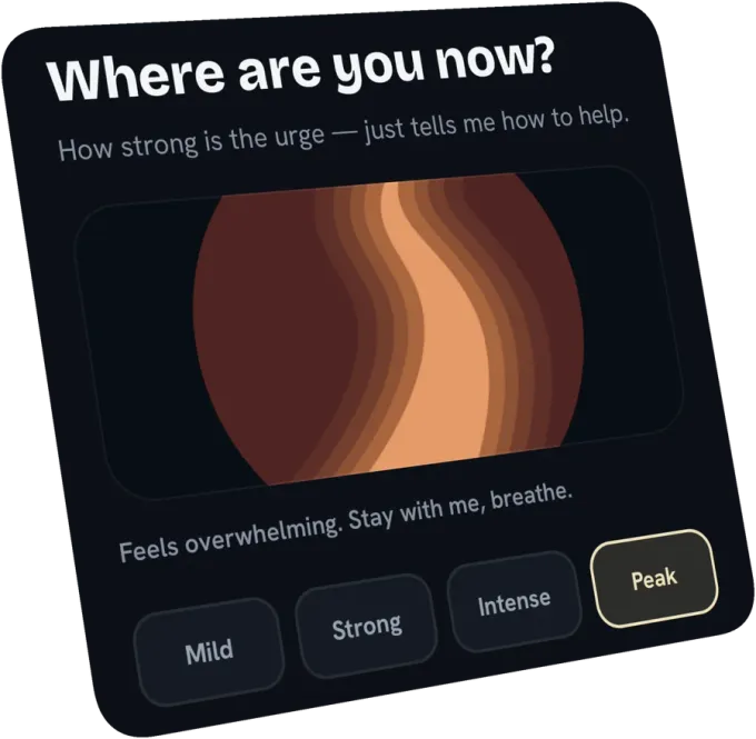 Urge Button screen asking how strong the urge is